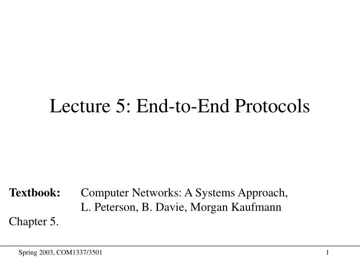 lecture 5 end to end protocols