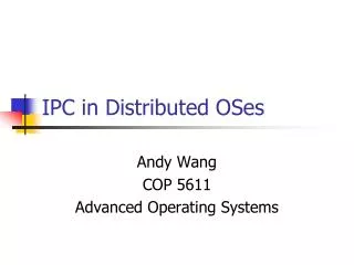 IPC in Distributed OSes