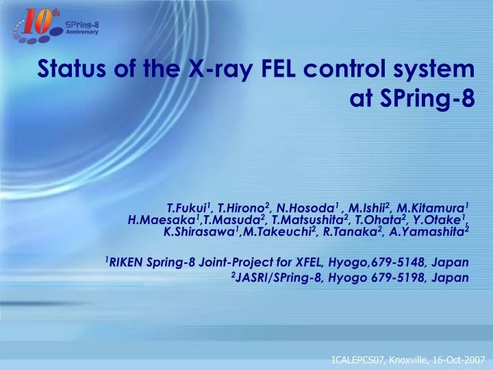 status of the x ray fel control system at spring 8