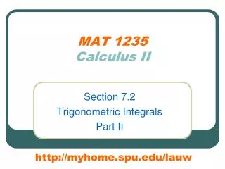 MAT 1235 Calculus II
