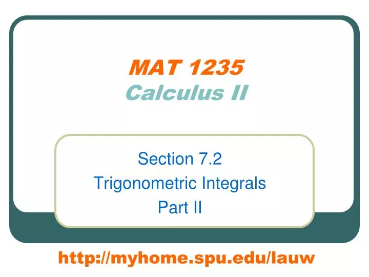 mat 1235 calculus ii