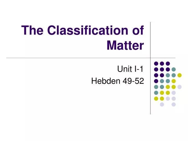 the classification of matter
