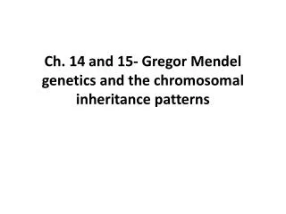 Ch. 14 and 15- Gregor Mendel genetics and the chromosomal inheritance patterns