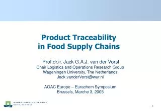 Product Traceability in Food Supply Chains