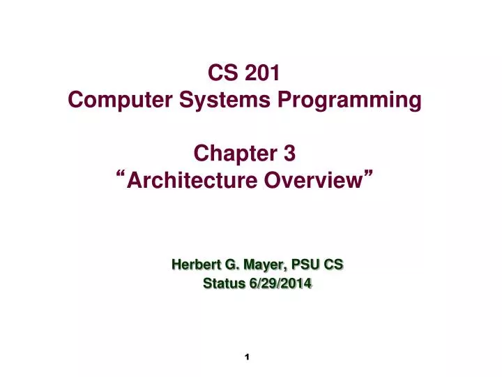 herbert g mayer psu cs status 6 29 2014