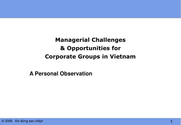 managerial challenges opportunities for corporate groups in vietnam