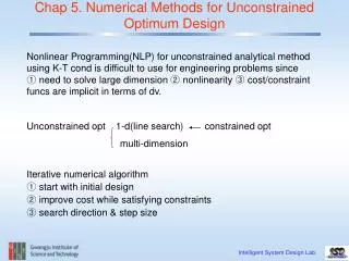 Chap 5. Numerical Methods for Unconstrained Optimum Design