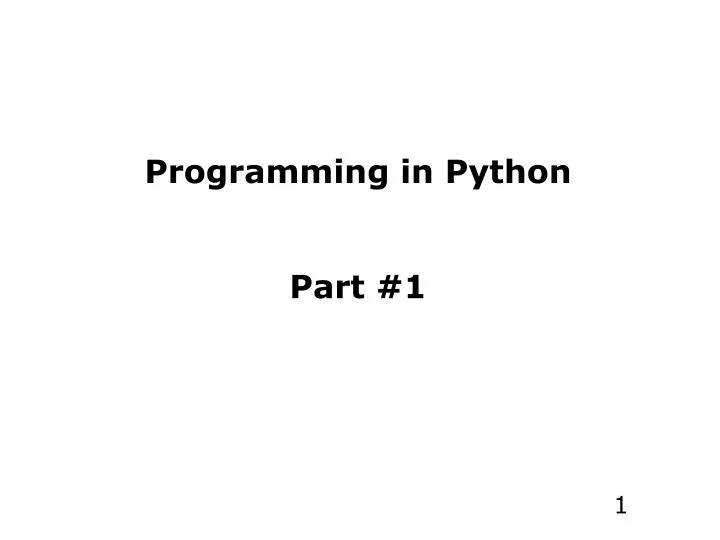 programming in python part 1