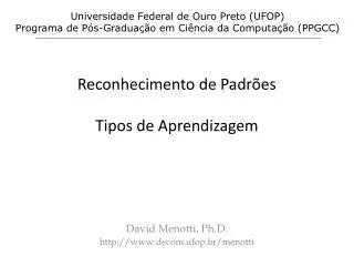 reconhecimento de padr es tipos de aprendizagem