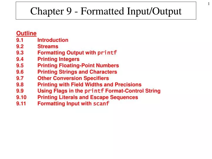 chapter 9 formatted input output