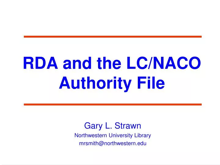 rda and the lc naco authority file