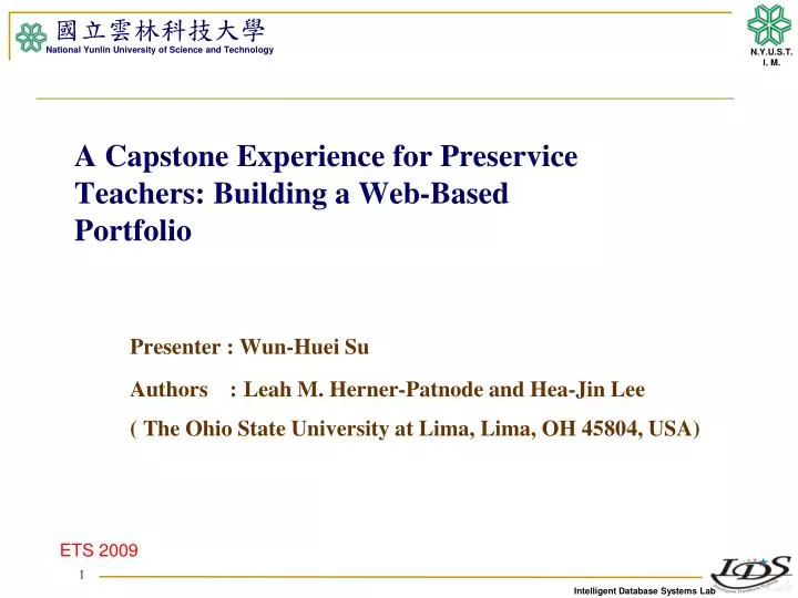 a capstone experience for preservice teachers building a web based portfolio