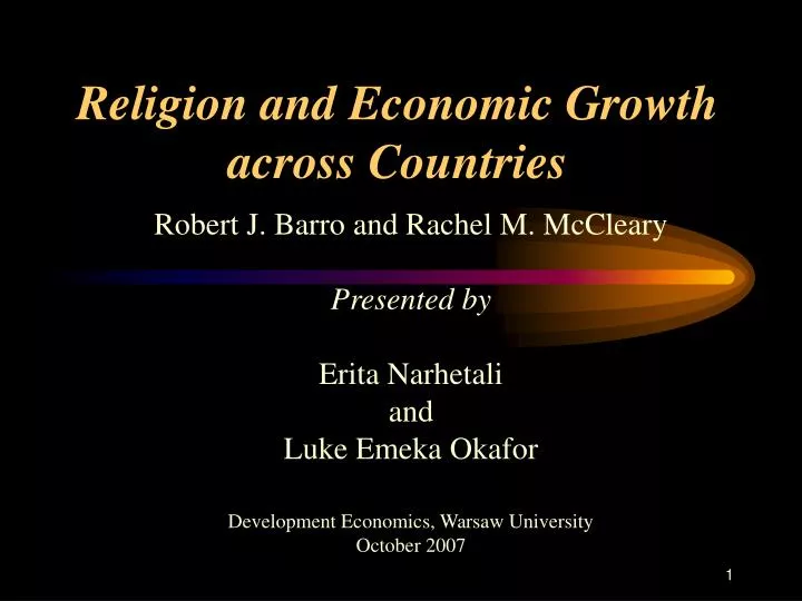 religion and economic growth across countries