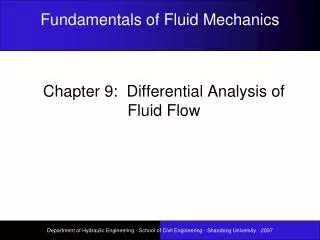 Chapter 9: Differential Analysis of Fluid Flow