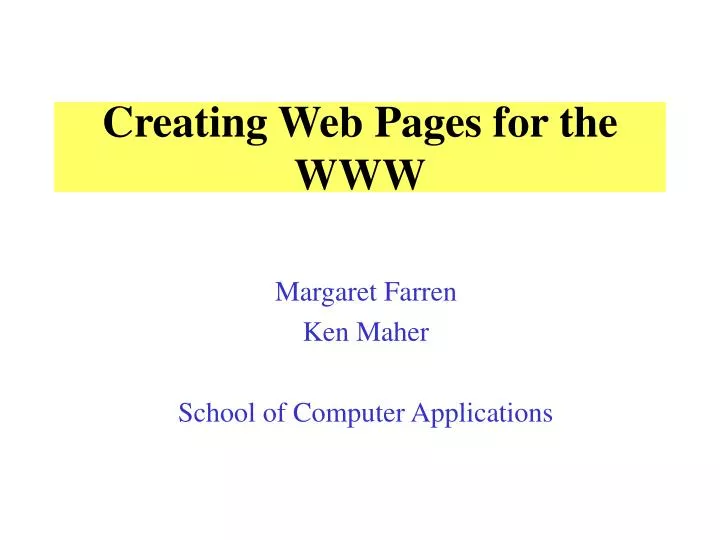 creating web pages for the www