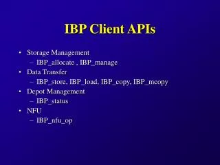IBP Client APIs