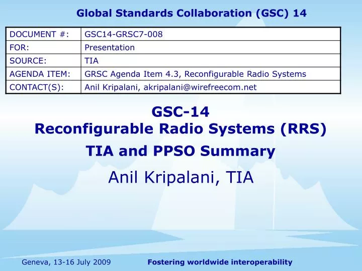 gsc 14 reconfigurable radio systems rrs tia and ppso summary