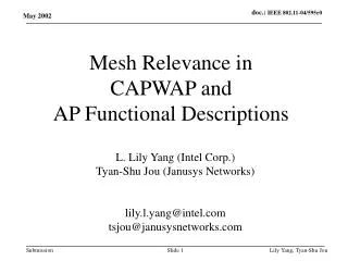 Mesh Relevance in CAPWAP and AP Functional Descriptions