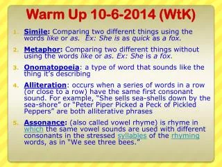 Warm Up 10-6-2014 (WtK)