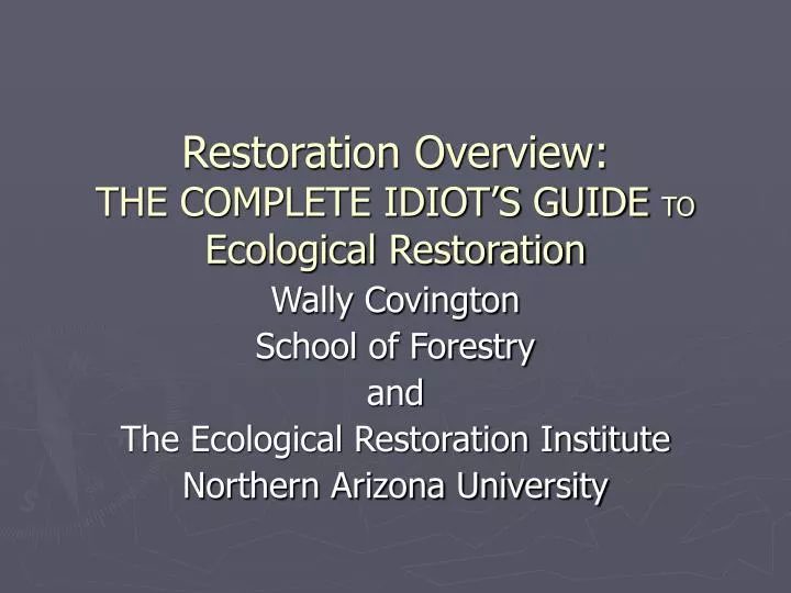 restoration overview the complete idiot s guide to ecological restoration