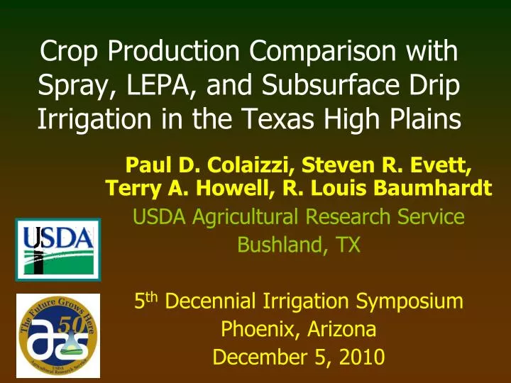 crop production comparison with spray lepa and subsurface drip irrigation in the texas high plains