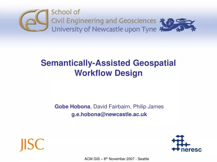 semantically assisted geospatial workflow design