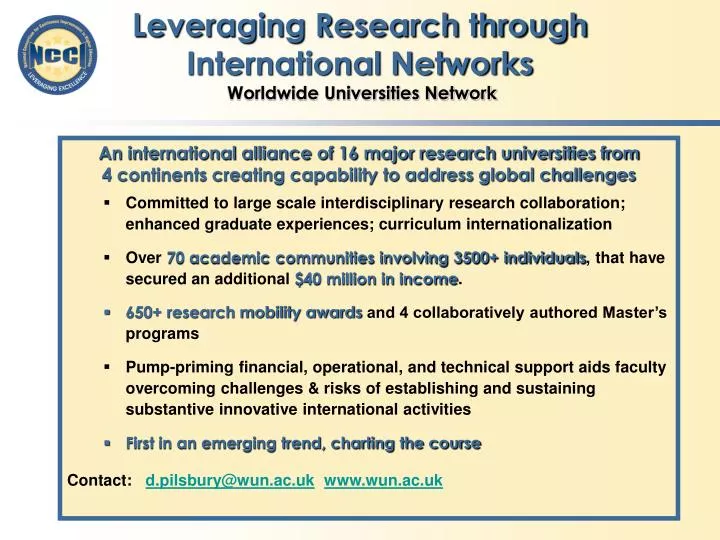leveraging research through international networks worldwide universities network