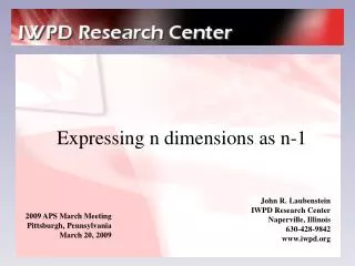 Expressing n dimensions as n-1