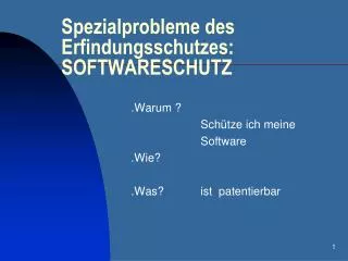 spezialprobleme des erfindungsschutzes softwareschutz