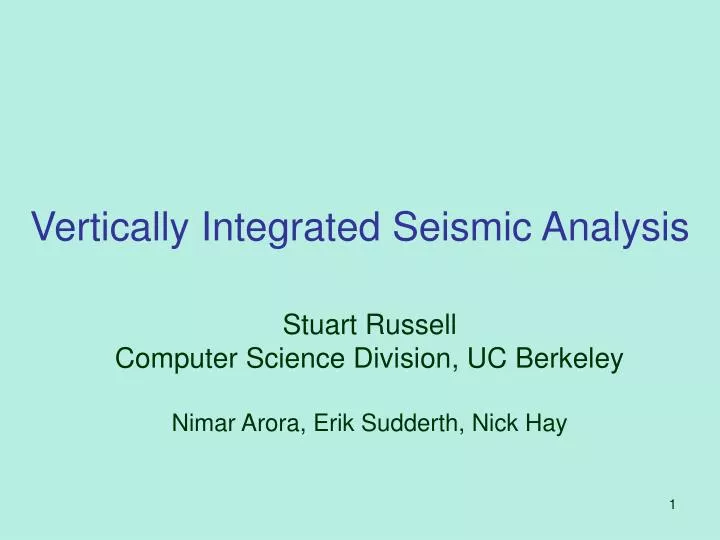 vertically integrated seismic analysis