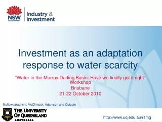 Investment as an adaptation response to water scarcity