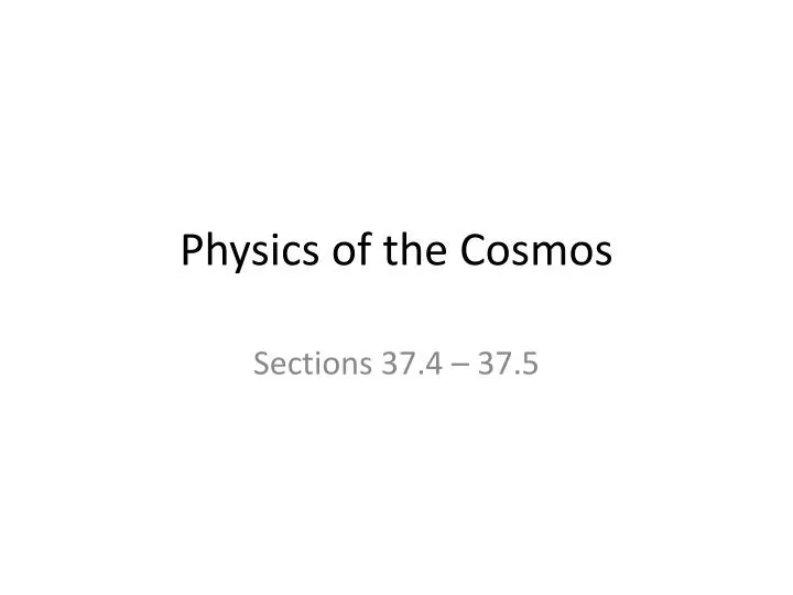 physics of the cosmos