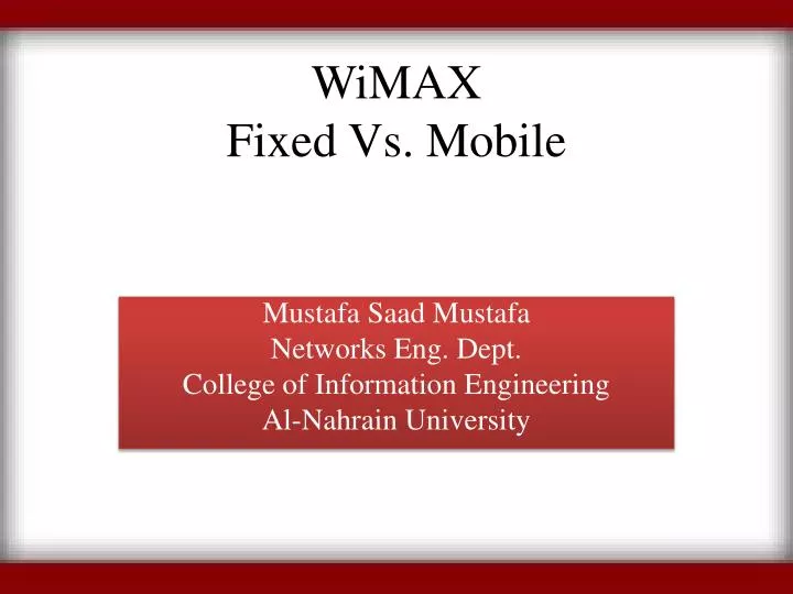 wimax fixed vs mobile