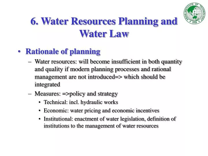 6 water resources planning and water law