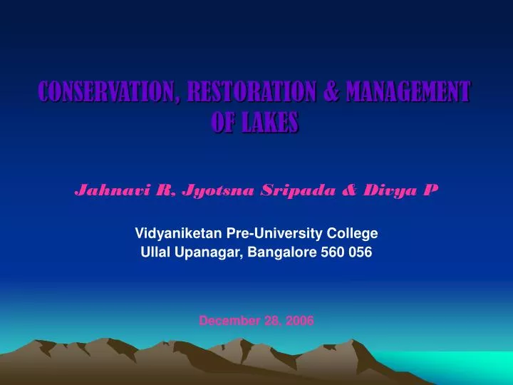 conservation restoration management of lakes