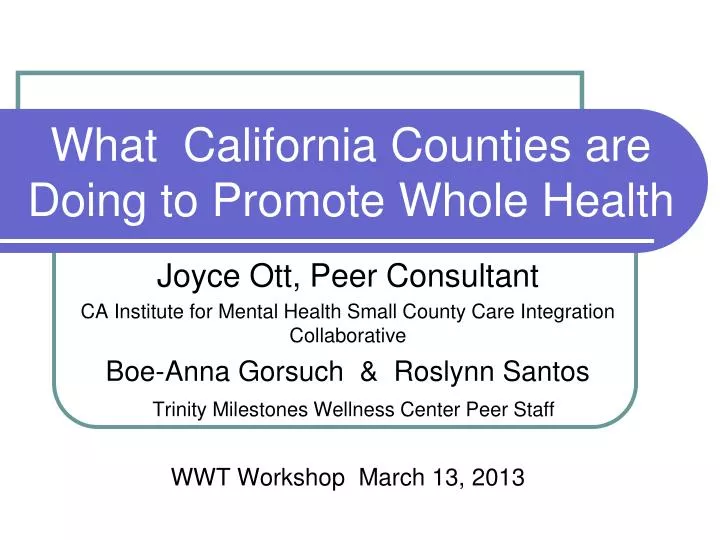 what california counties are doing to promote whole health