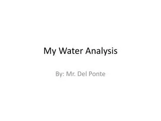 My Water Analysis