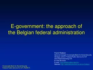 E-government: the approach of the Belgian federal administration