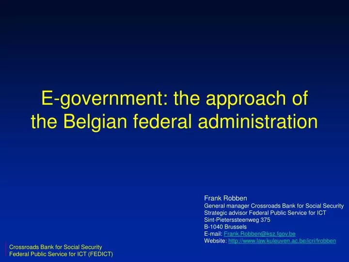 e government the approach of the belgian federal administration