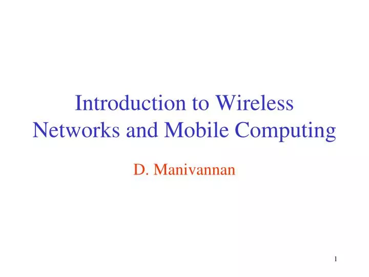 introduction to wireless networks and mobile computing