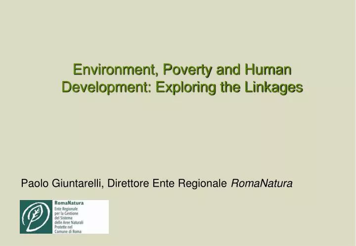 environment poverty and human development exploring the linkages