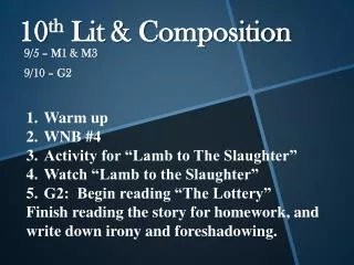 10 th Lit &amp; Composition