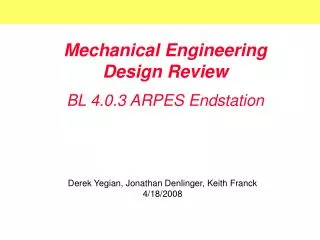Mechanical Engineering Design Review