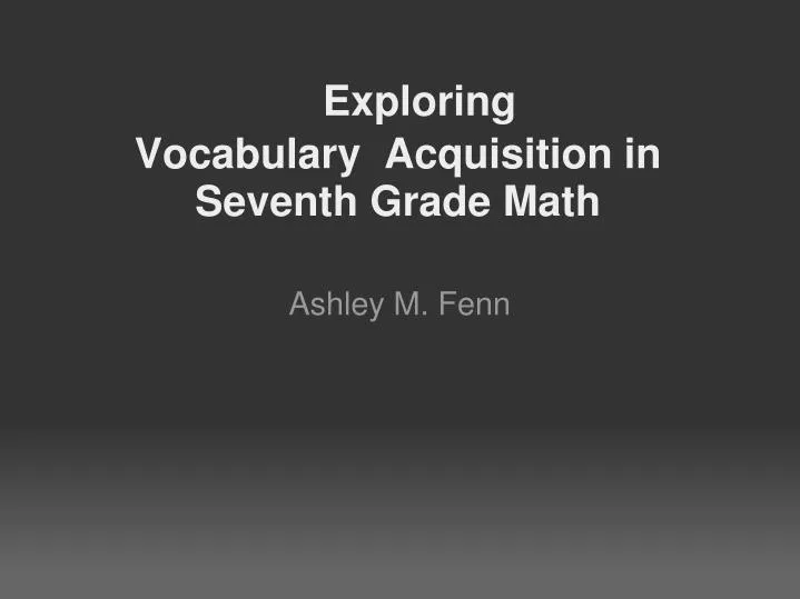 exploring vocabulary acquisition in seventh grade math