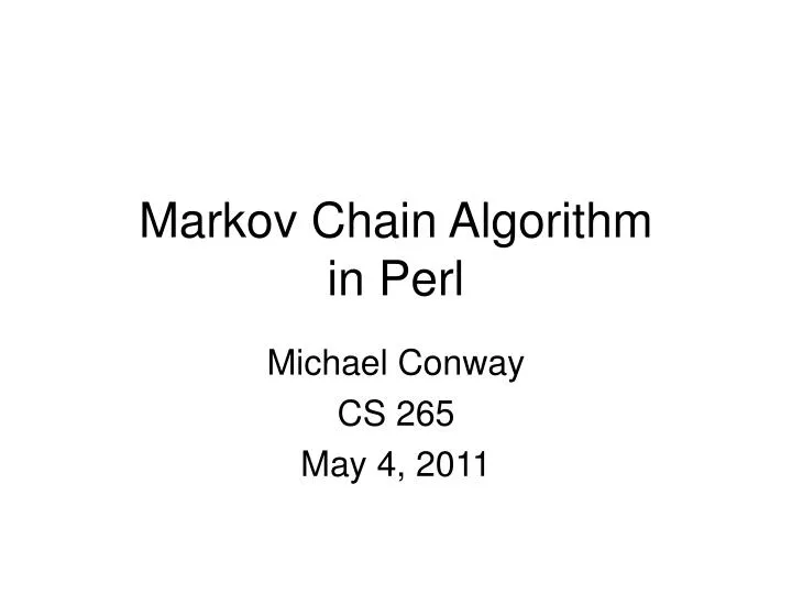 markov chain algorithm in perl