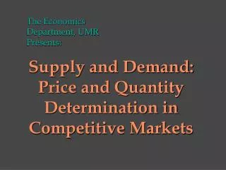 Supply and Demand: Price and Quantity Determination in Competitive Markets