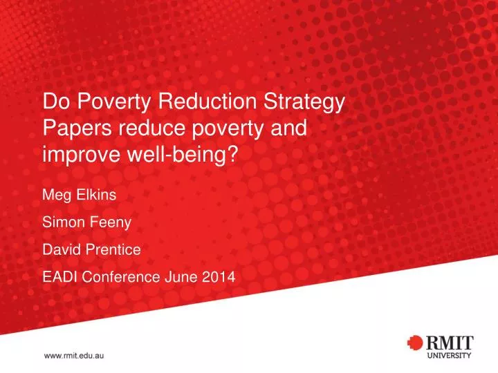 do poverty reduction strategy papers reduce poverty and improve well being