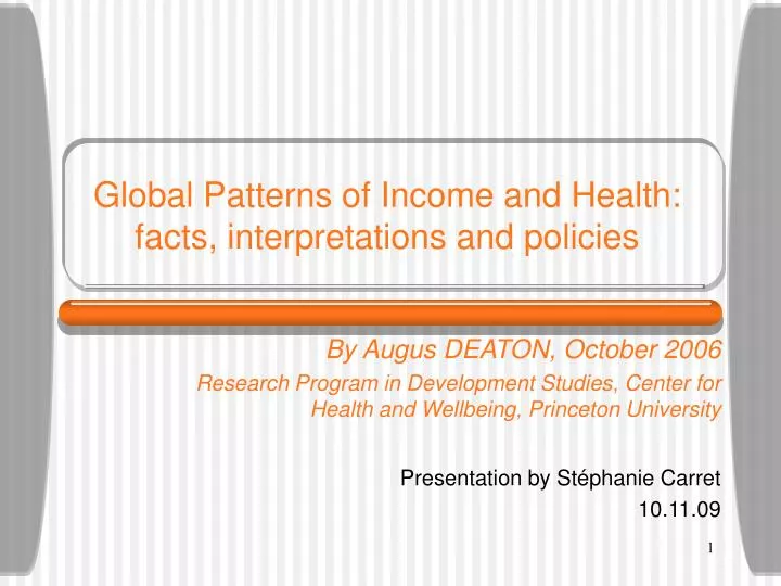global patterns of income and health facts interpretations and policies