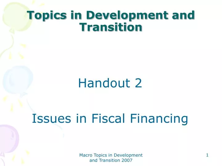 topics in development and transition