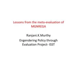 Lessons from the meta-evaluation of MGNREGA